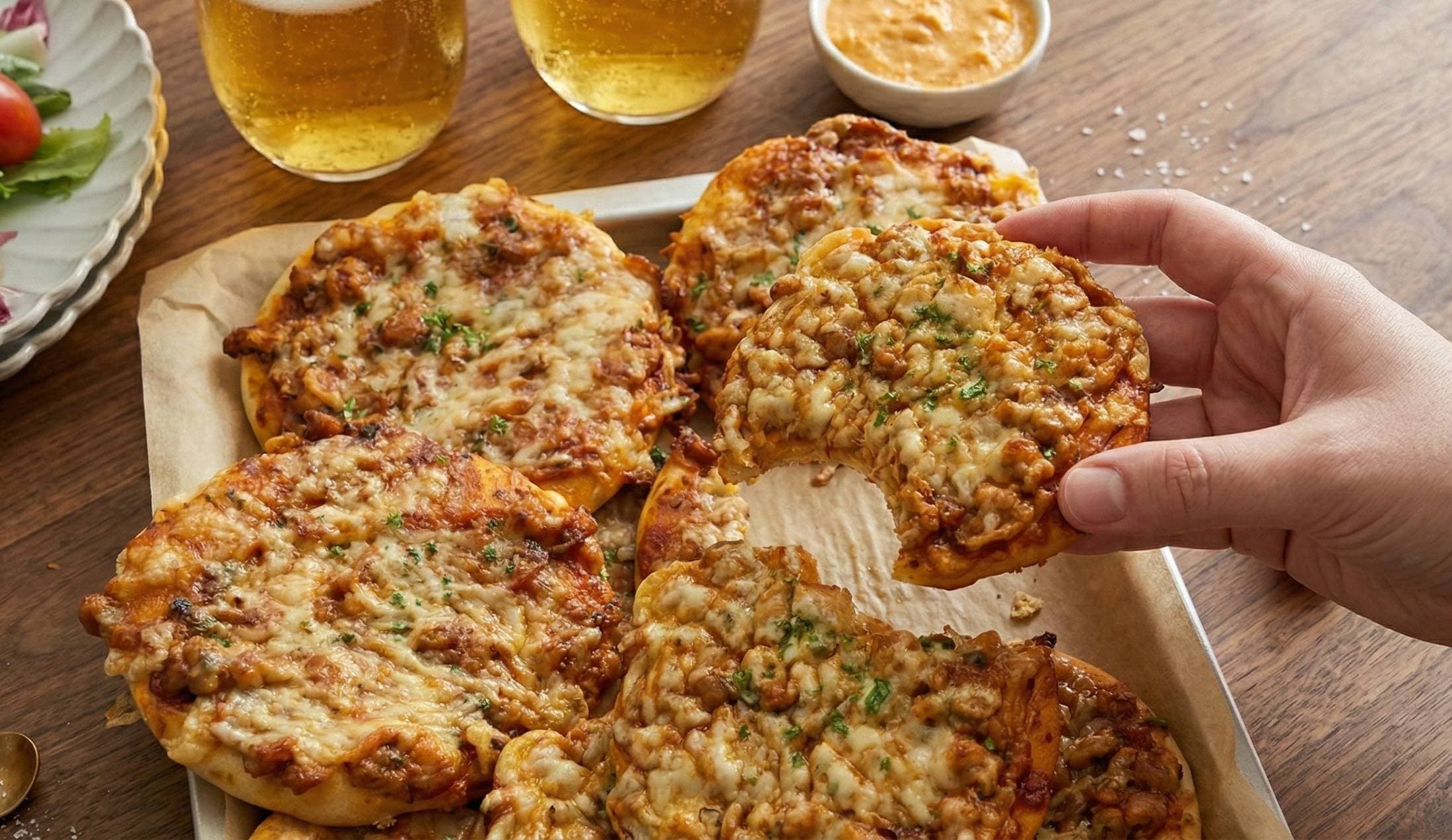 Creamy Spiced Chicken Semolina Pizzas